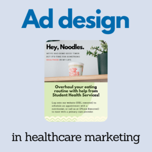 Ad design for healthcare marketing showing an ad with a sad cup of pot noodles, encouraging people to eat more healthy and "break up" with unhealthy food.