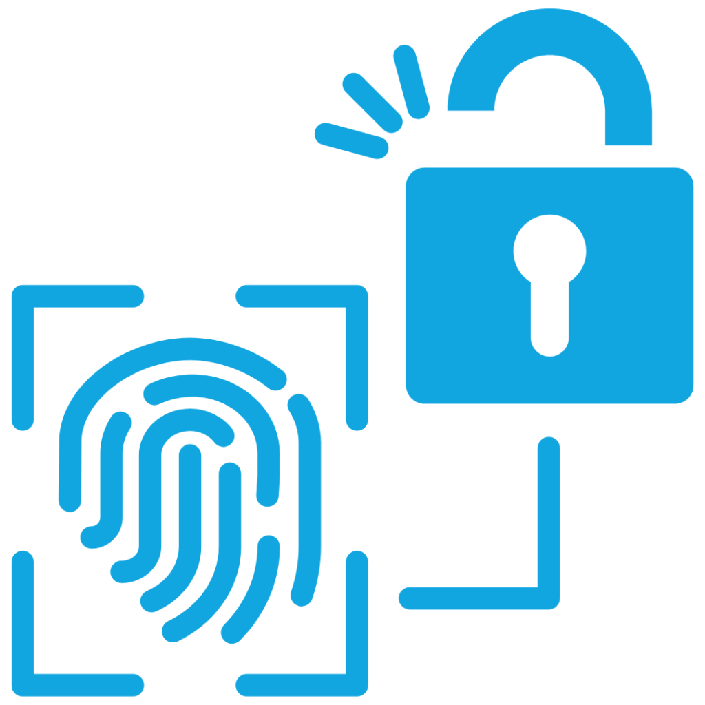 Security lock and biometrics fingerprint to represent Access